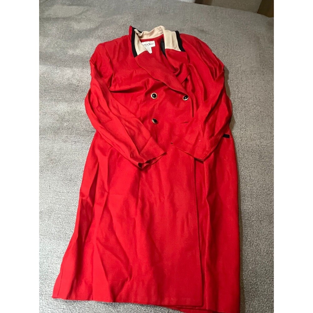 Danny and Nicole Jacket Womens Size 12 P Petite Red Button Up Long Sleeve